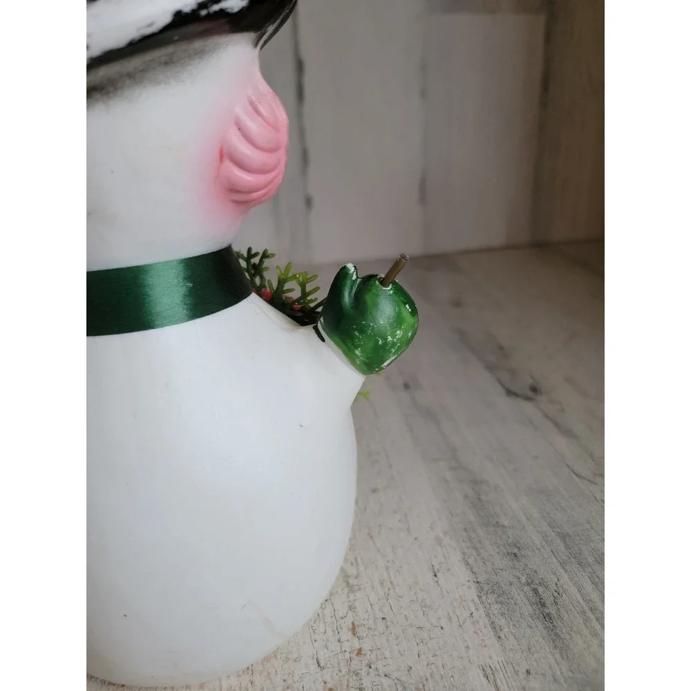 Vintage Florabelle snowman Flowers Blow Mold Xmas centerpiece Apple Home